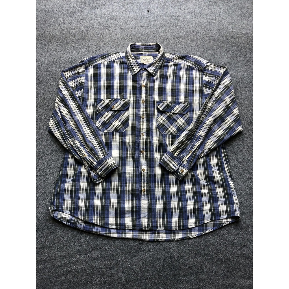 Whitby Shirt Mens 2XL Blue Brown Geometric Print 100% Washed Silk Short Sleeve